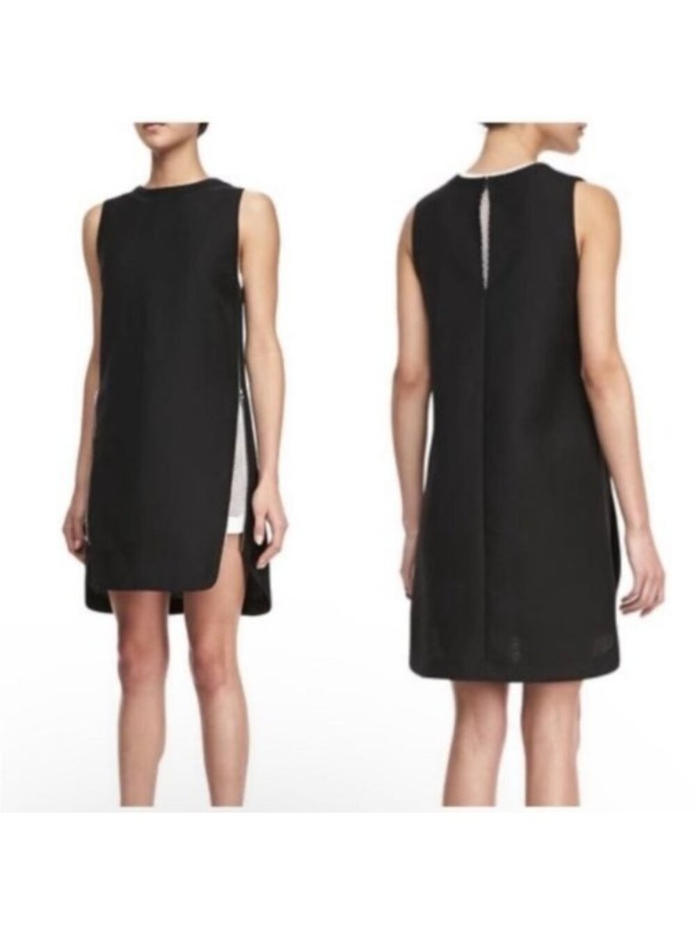 Robert Rodriguez shift mini dress/tunic Black Sleeveless Silver Side Zippers 6 - Picture 2 of 11